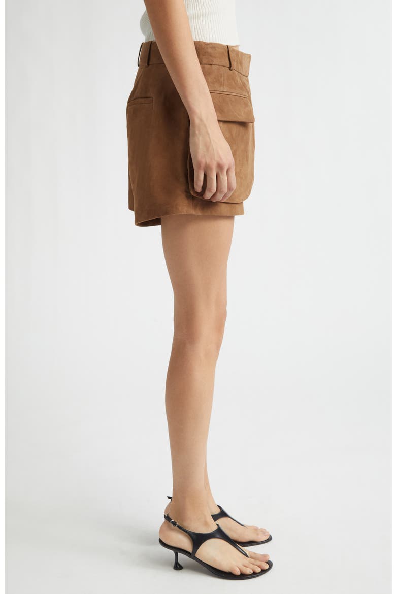 Jacket Hem Suede Shorts, Alternate, color, TAN