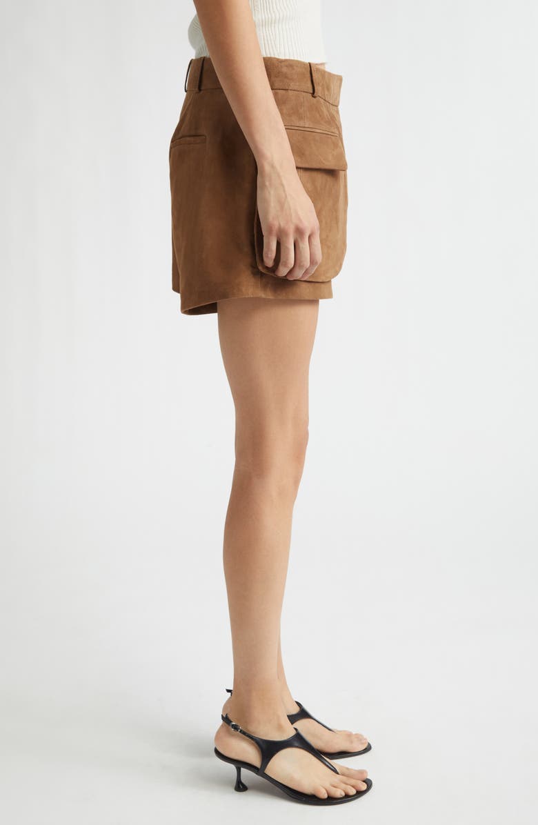 MONSE Jacket Hem Suede Shorts, Alternate, color, Tan