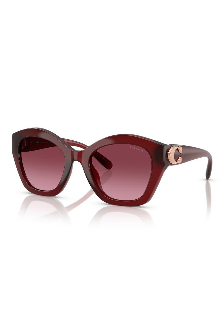 57mm Irregular Round Sunglasses, Alternate, color, MILKY BURGUNDY / BURGUNDY