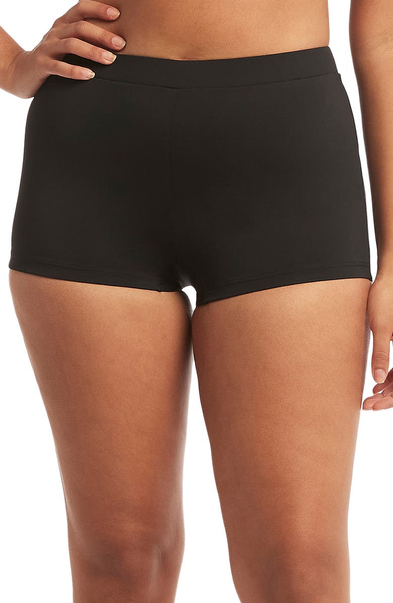 Sea Level The Katie Boyleg Swim Shorts, Main, color, Black