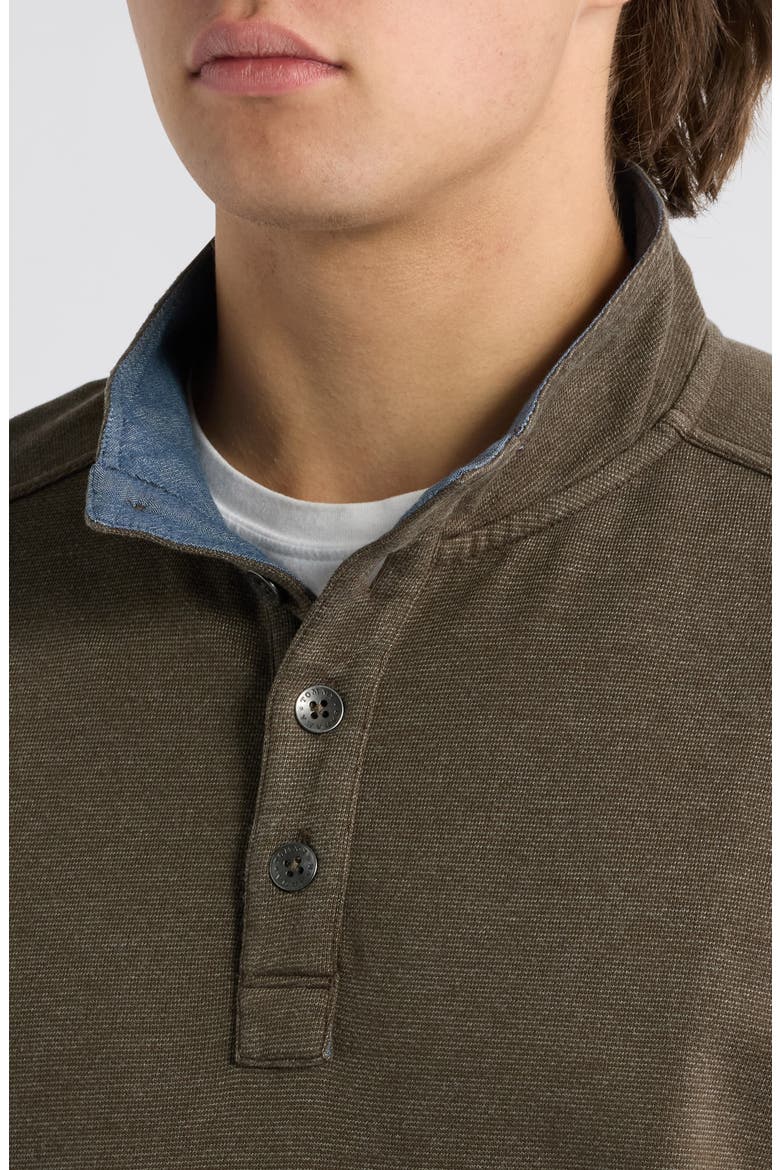 Cascade Fade Button Mock Neck Sweatshirt, Alternate, color, TAPENADE