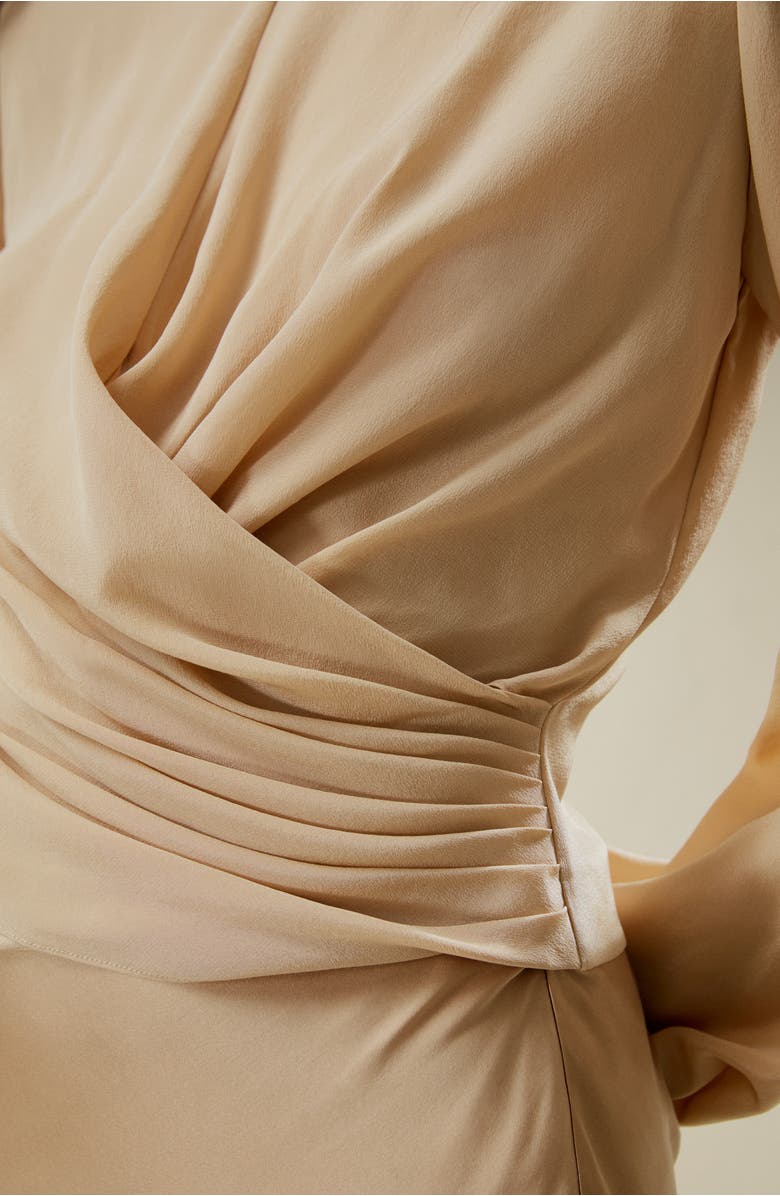 Lilysilk Nipped Waist Crêpe de Chine Silk Blouse, Alternate, color, Pale Gold