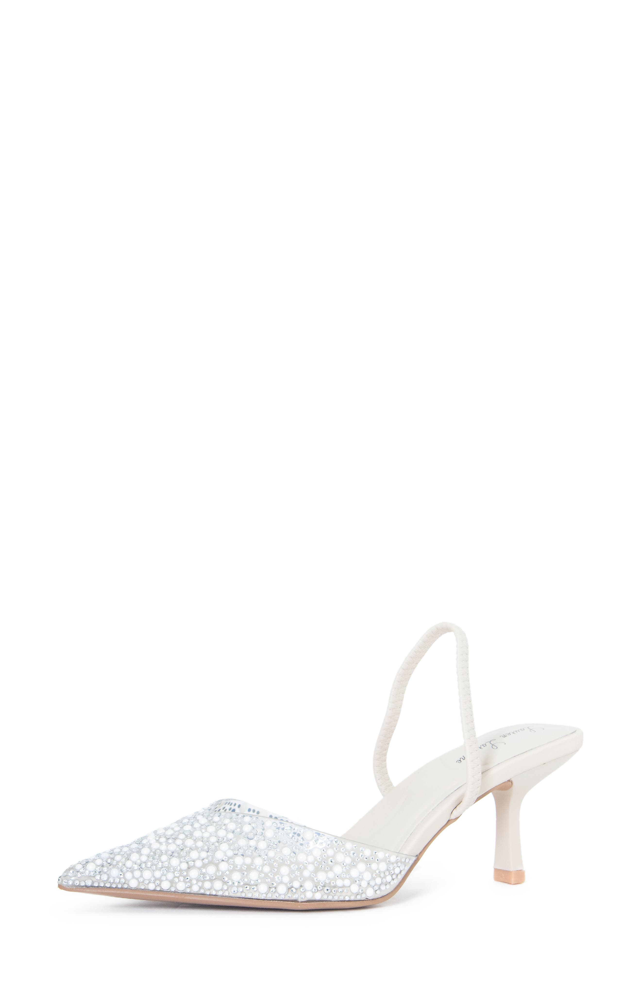 Lauren Lorraine Zing Embellished Slingback Mule, Alternate, color, Light Nude Pearls