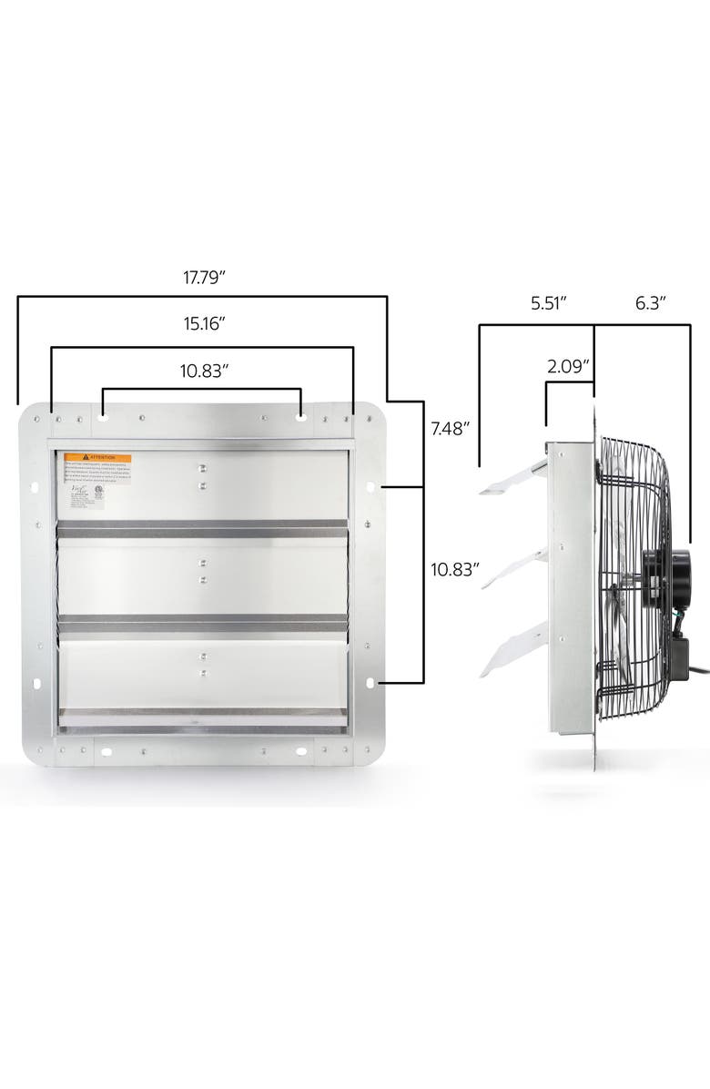 Vie Air 14 Inch Shutter Exhaust Fan with Power Cord, Alternate, color, Chrome
