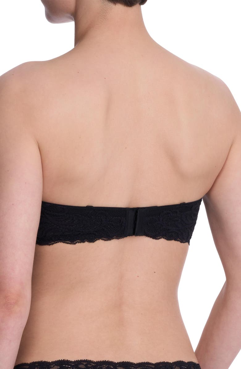 Natori Feathers Lace Plunge Strapless Bra, Alternate, color, Black