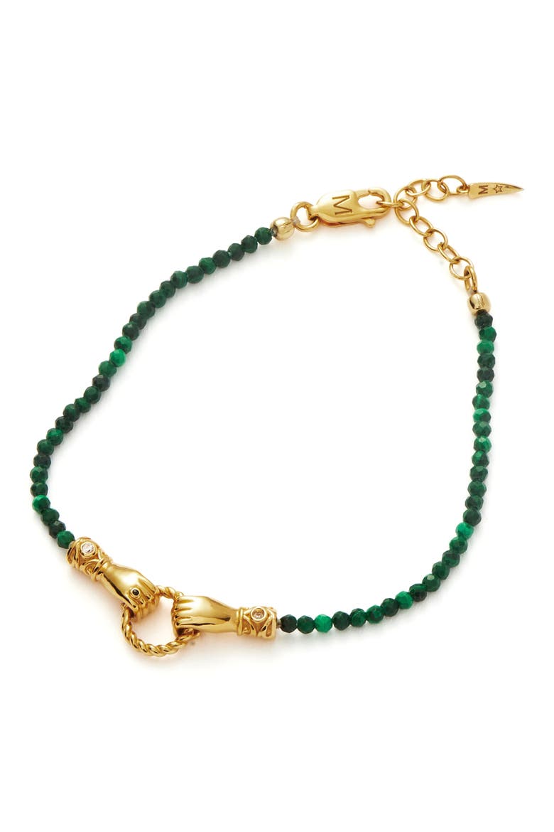 x Harris Reed Mini In Good Hands Beaded Bracelet, Alternate, color, GREEN/ METALLIC GOLD