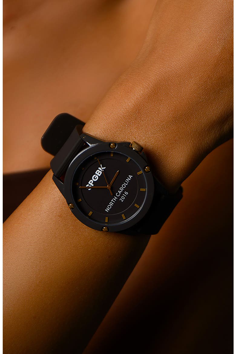 Dark Chocolate Silicone Strap Watch, Alternate, color, DARK BROWN