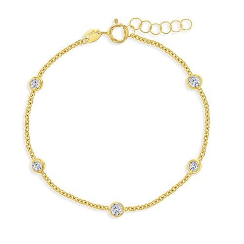 In Season Jewelry 14k Cubic Zirconia Bezel Set Bracelet In Gold