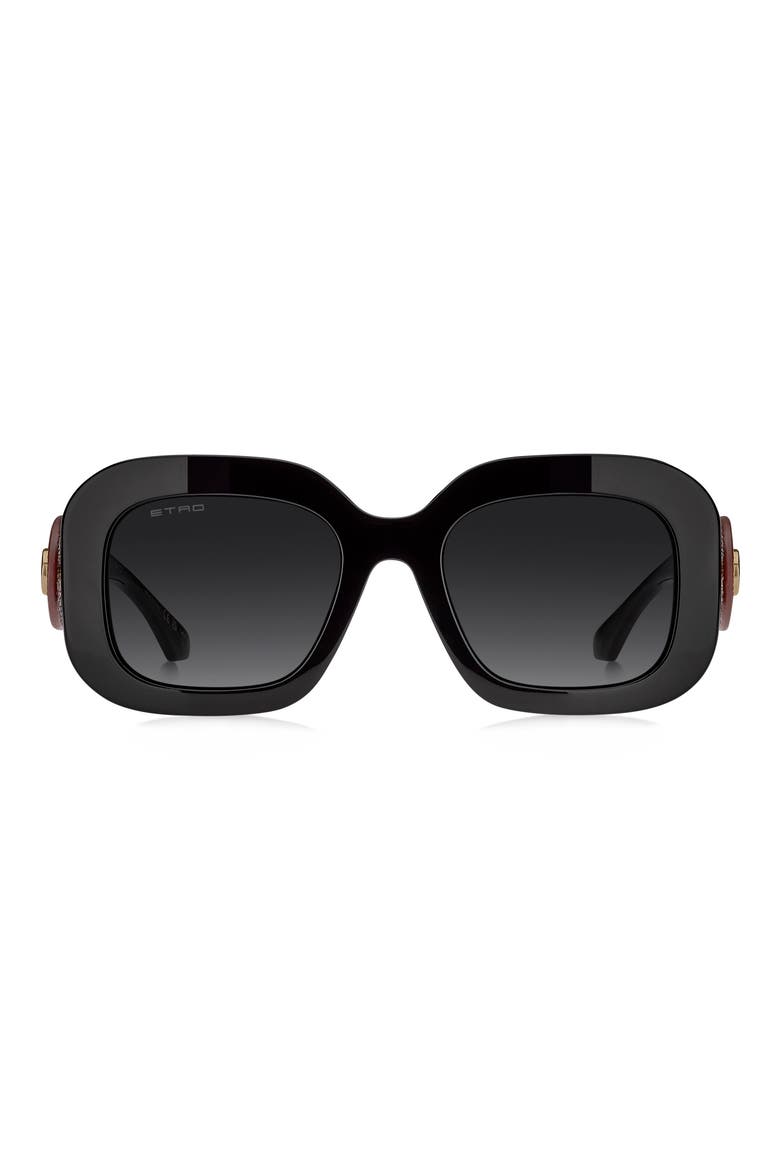 52mm Gradient Rectangular Sunglasses, Main, color, BLACK/ DARK GREY