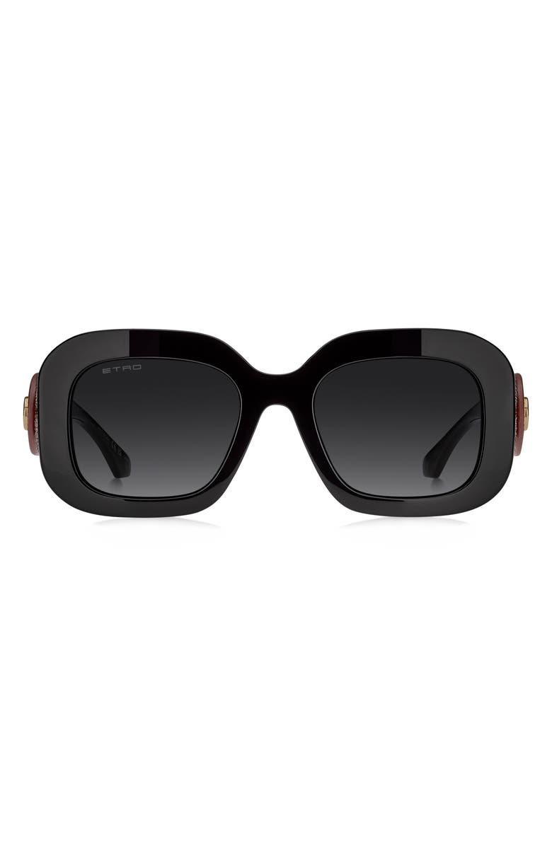 Etro 52mm Gradient Rectangular Sunglasses, Main, color, Black/ Dark Grey