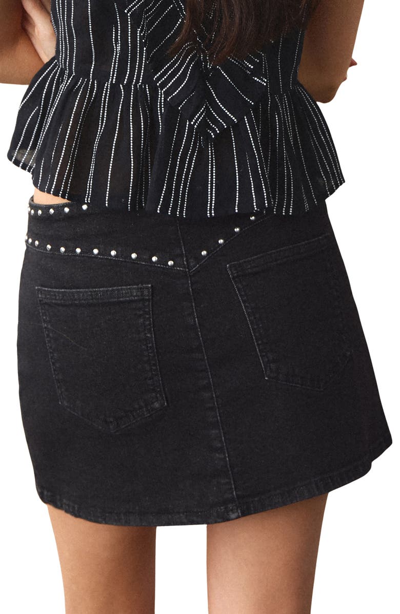 MANGO TEEN Studded Denim Miniskirt, Alternate, color,