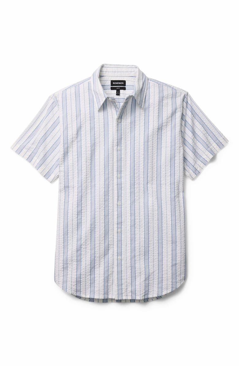 Bonobos Corentin Stripe Slim Fit Short Sleeve Button-Up Shirt, Alternate, color, Blue Stripe