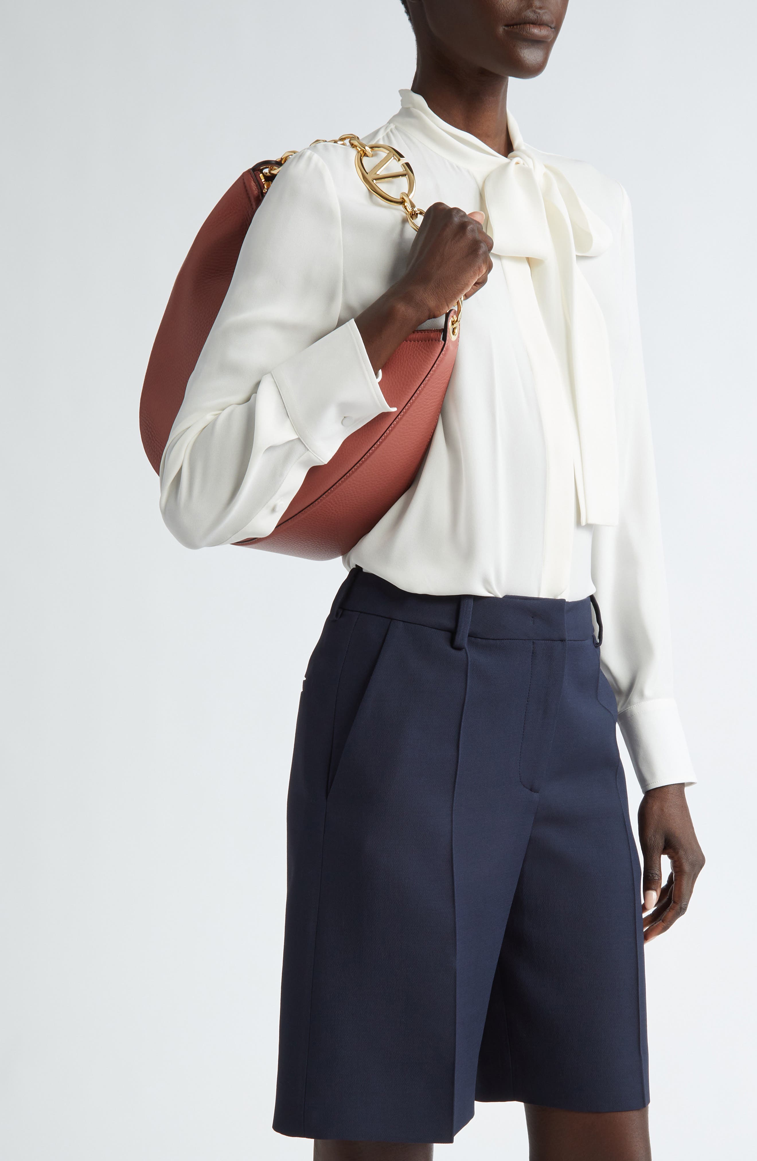 Valentino Garavani Medium VLOGO Moon Leather Hobo Bag, Alternate, color, 