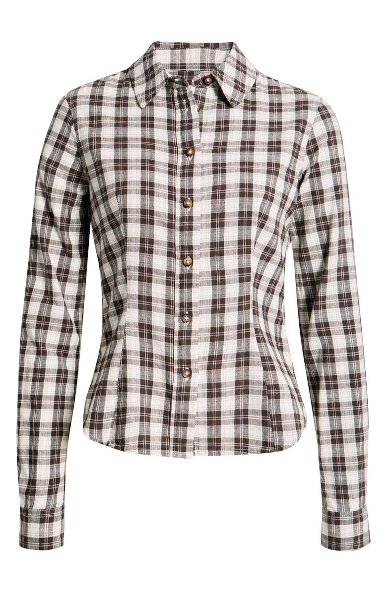 BDG Urban Outfitters Gwen Plaid Cotton Blend Button-Up Shirt, Alternate, color, Cream