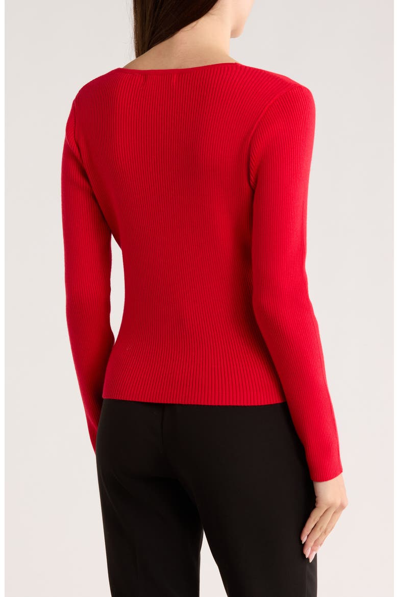 Solid Faux Wrap Sweater, Alternate, color, RED