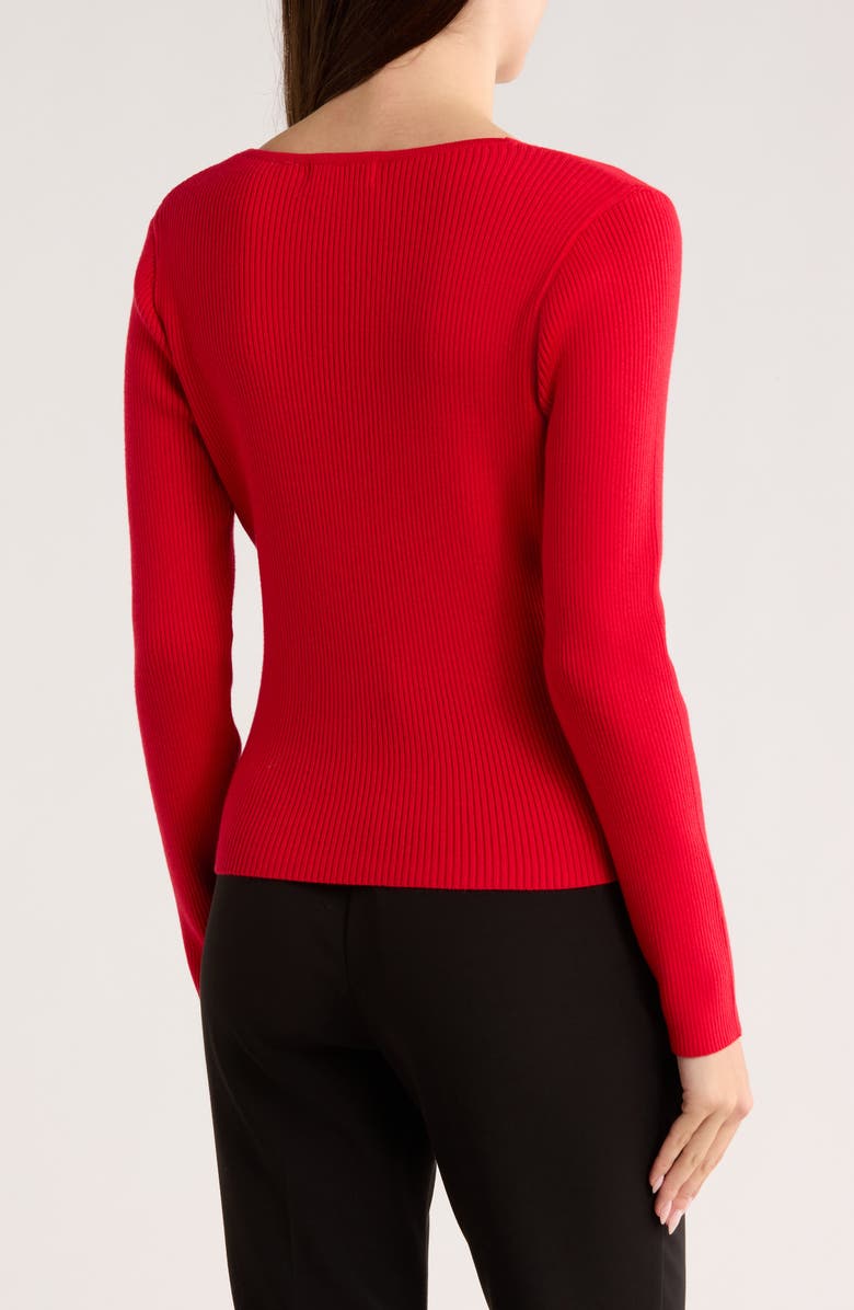 PATRIZIA LUCA Solid Faux Wrap Sweater, Alternate, color, Red