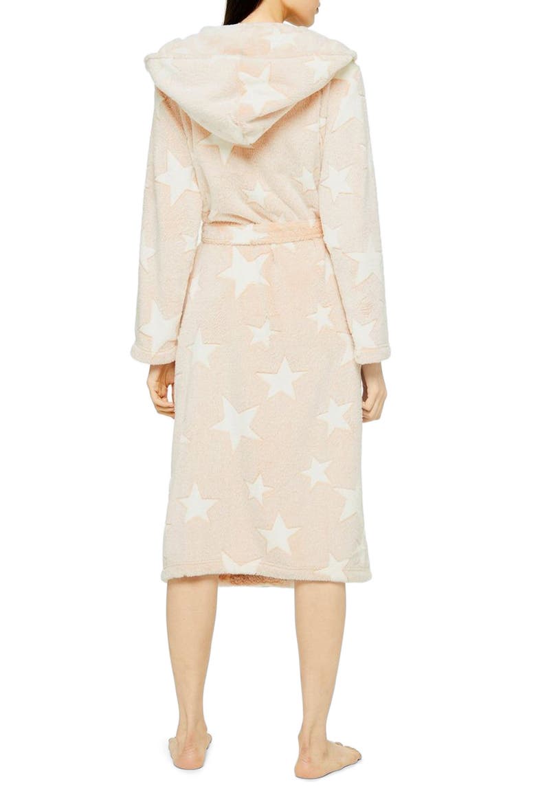 Star Print Hooded Robe, Alternate, color, NUDE MULTI