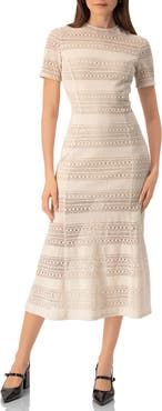 IVONNE Midi Crochet Striped Dress