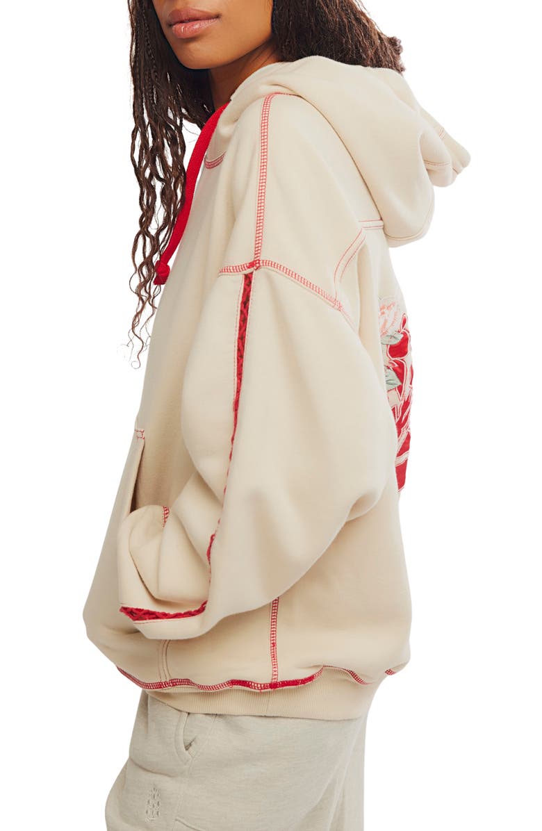 Free People Final Call Cotton Blend Hoodie, Alternate, color, Ballet Slipper Flora