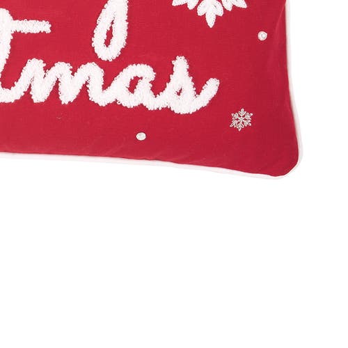 C & F Home C&f Home Red & White Christmas Embroidered Accent Pillow, 12" X 24" In Red