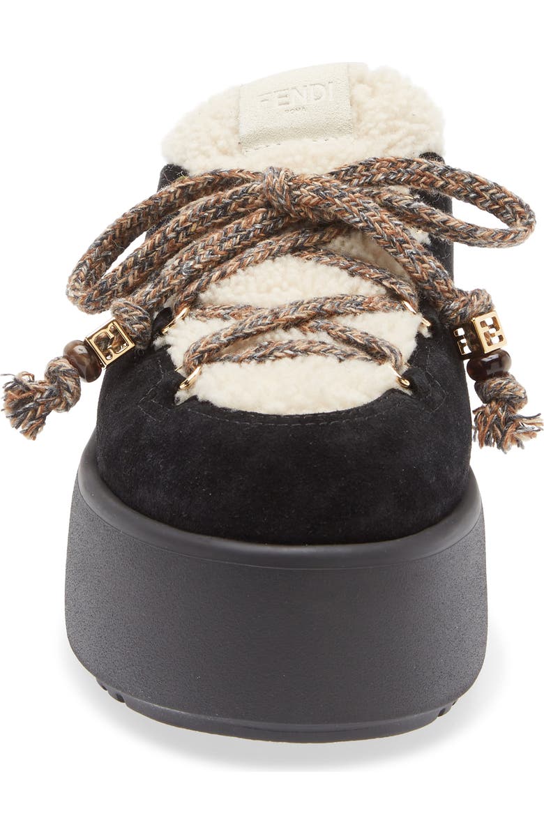 Fendi Après Chic Leather & Genuine Shearling Mule, Alternate, color, Black