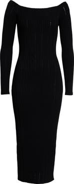Helmut Lang Open Rib Long Sleeve Midi Dress
