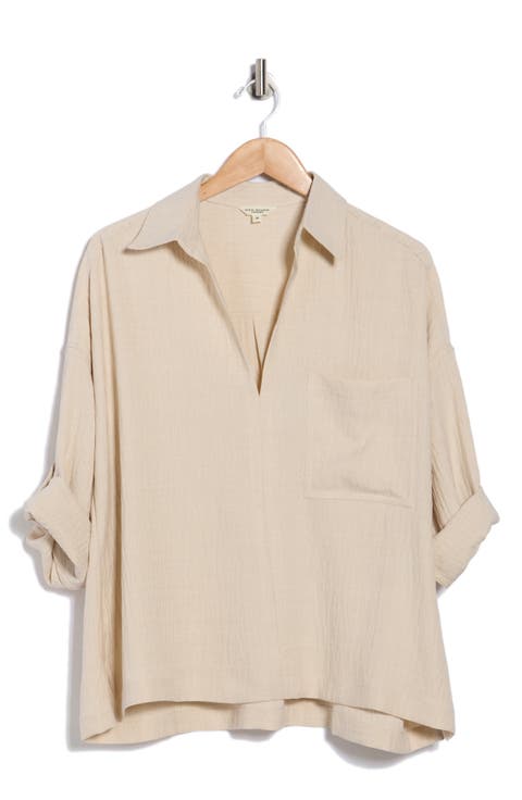 Roll Tab Sleeve Popover Top (Plus)