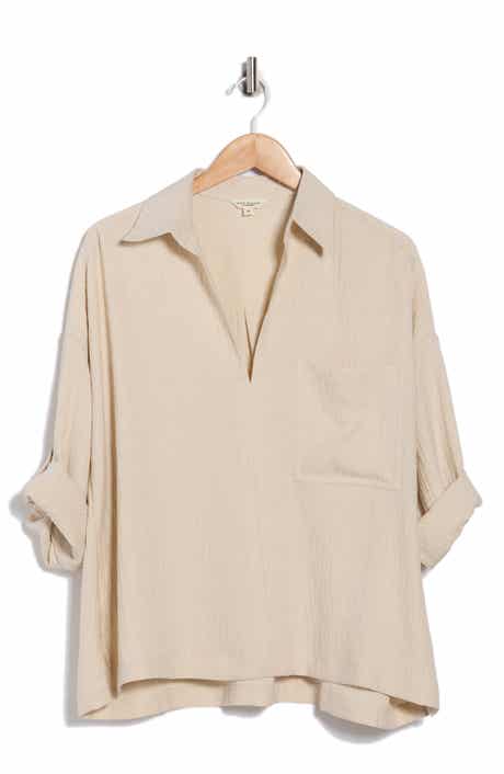 MAX STUDIO Roll Tab Sleeve Popover Top