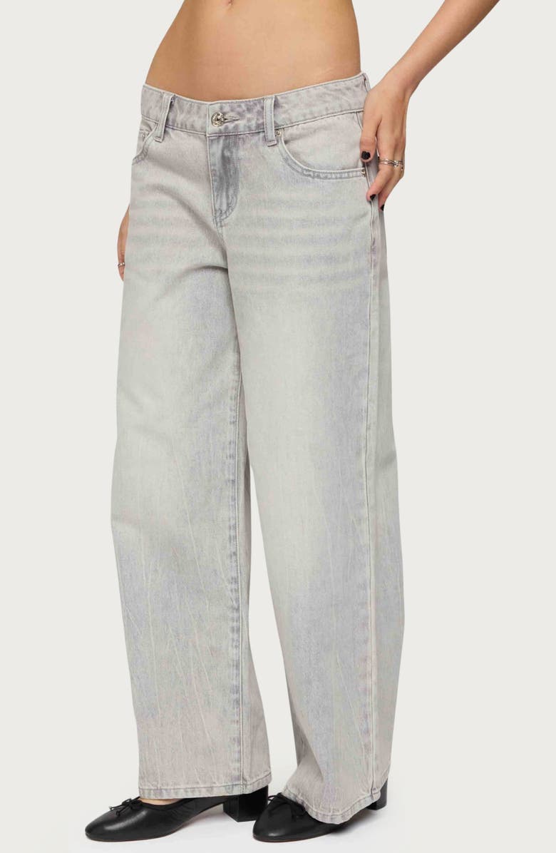 EDIKTED Magda Low Rise Wide Leg Jeans, Alternate, color, Gray-Washed