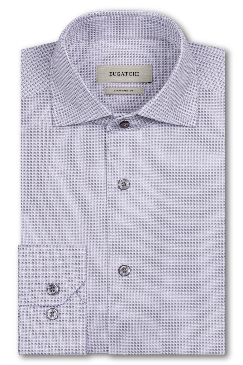 Devon OoohCotton® Optical Grid Print Button-Up Shirt, Alternate, color, PLATINUM