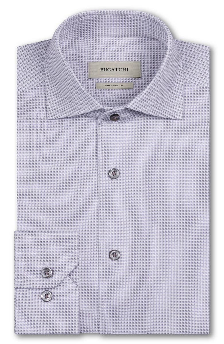 Bugatchi Devon OoohCotton<sup>®</sup> Optical Grid Print Button-Up Shirt, Alternate, color, Platinum
