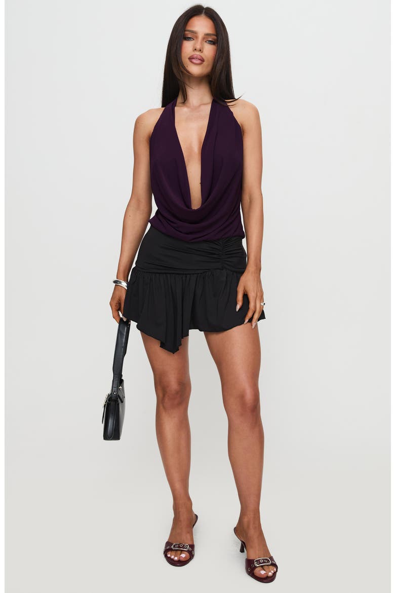 Carefree Days Plunge Cowl Neck Halter Top, Alternate, color, PURPLE