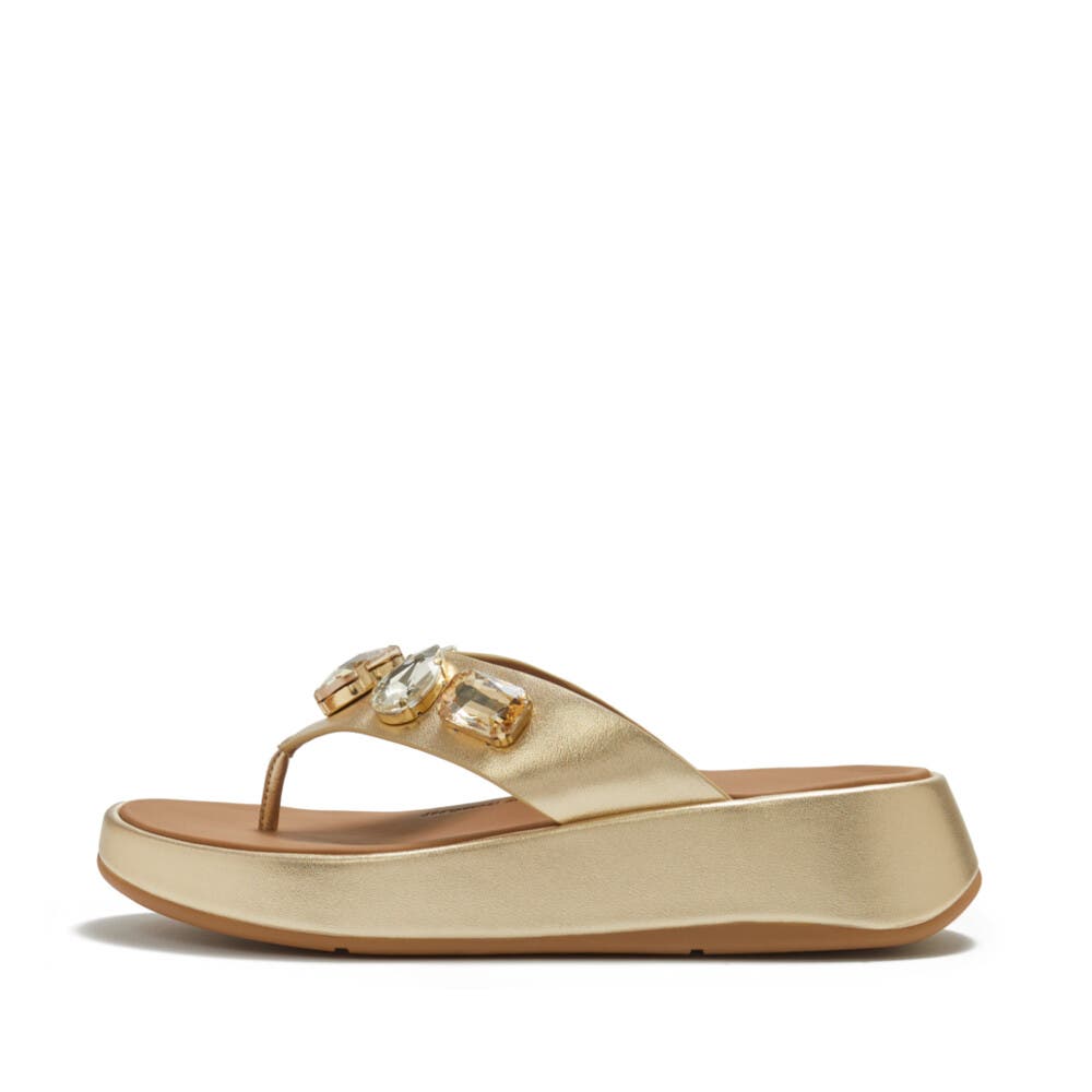FitFlop F-Mode Ultra-Jewel TP Sandal, Alternate, color, Platino
