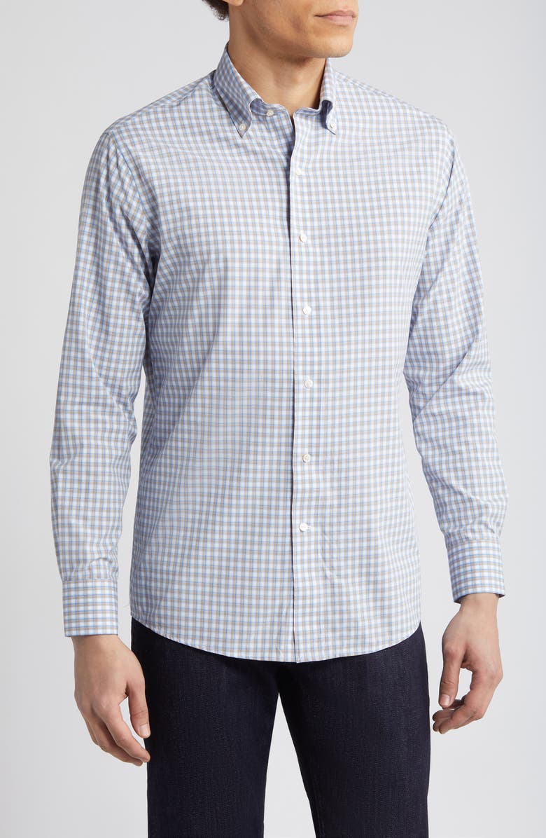 Peter Millar Crown Crafted Cole Check Performance Button-Down Shirt, Main, color,