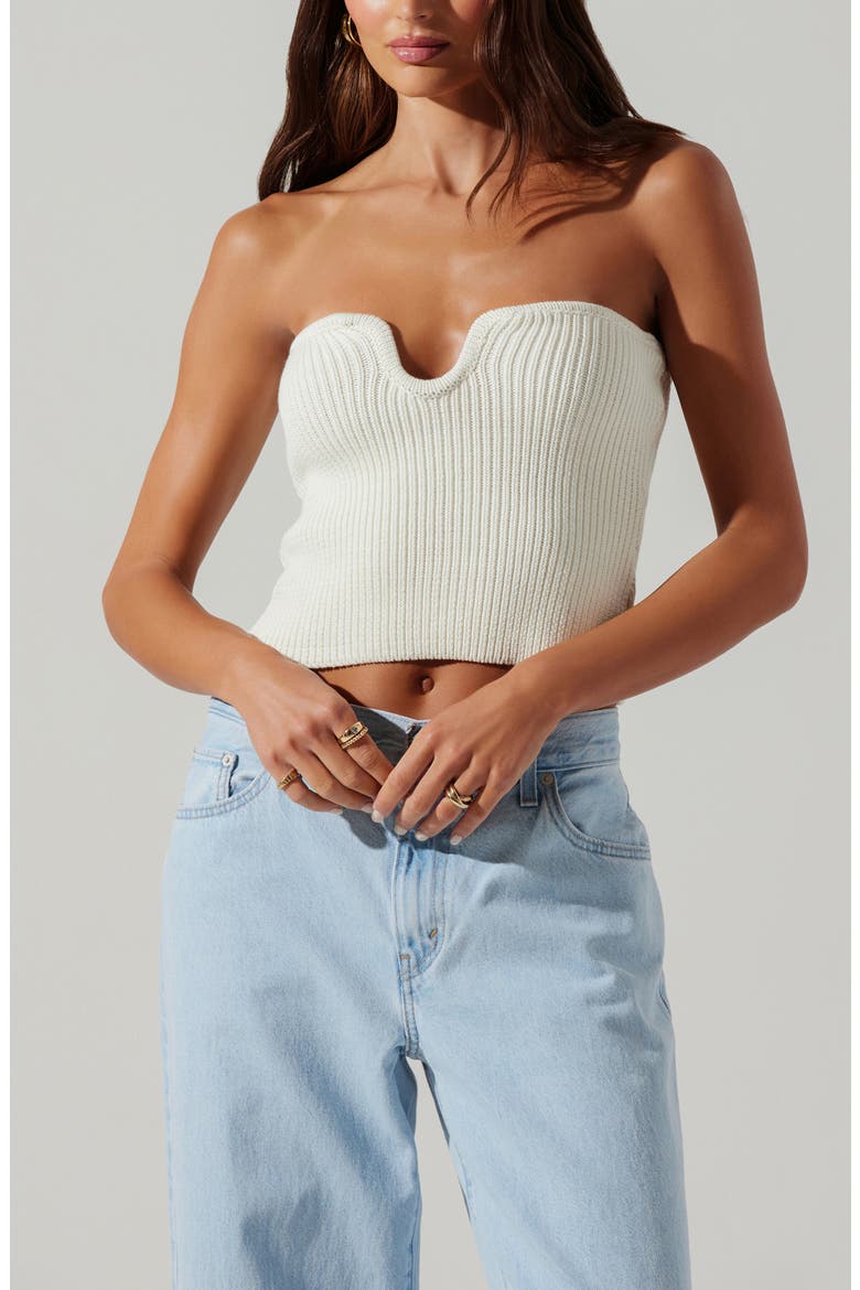 Kailess Strapless Sweater, Alternate, color, OFF WHITE