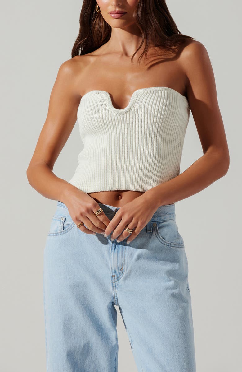 ASTR the Label Kailess Strapless Sweater, Alternate, color, Off White