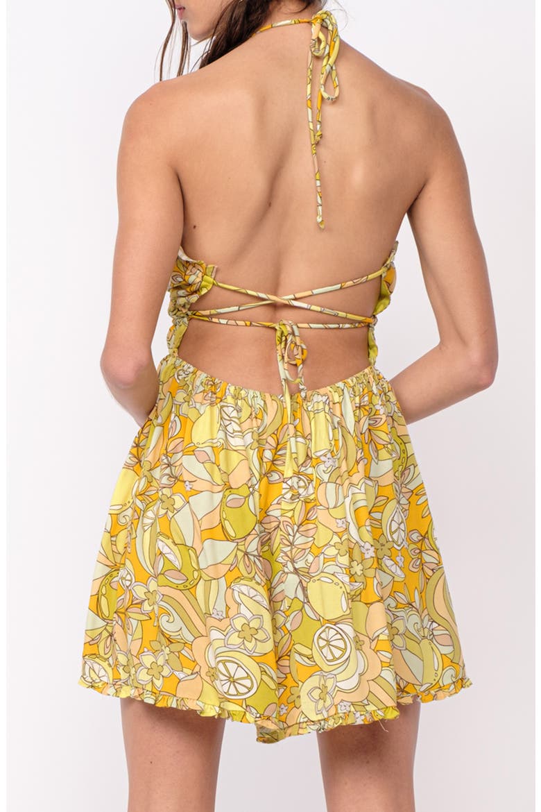 Boho Floral Plunge Halter Minidress, Alternate, color, YELLOW