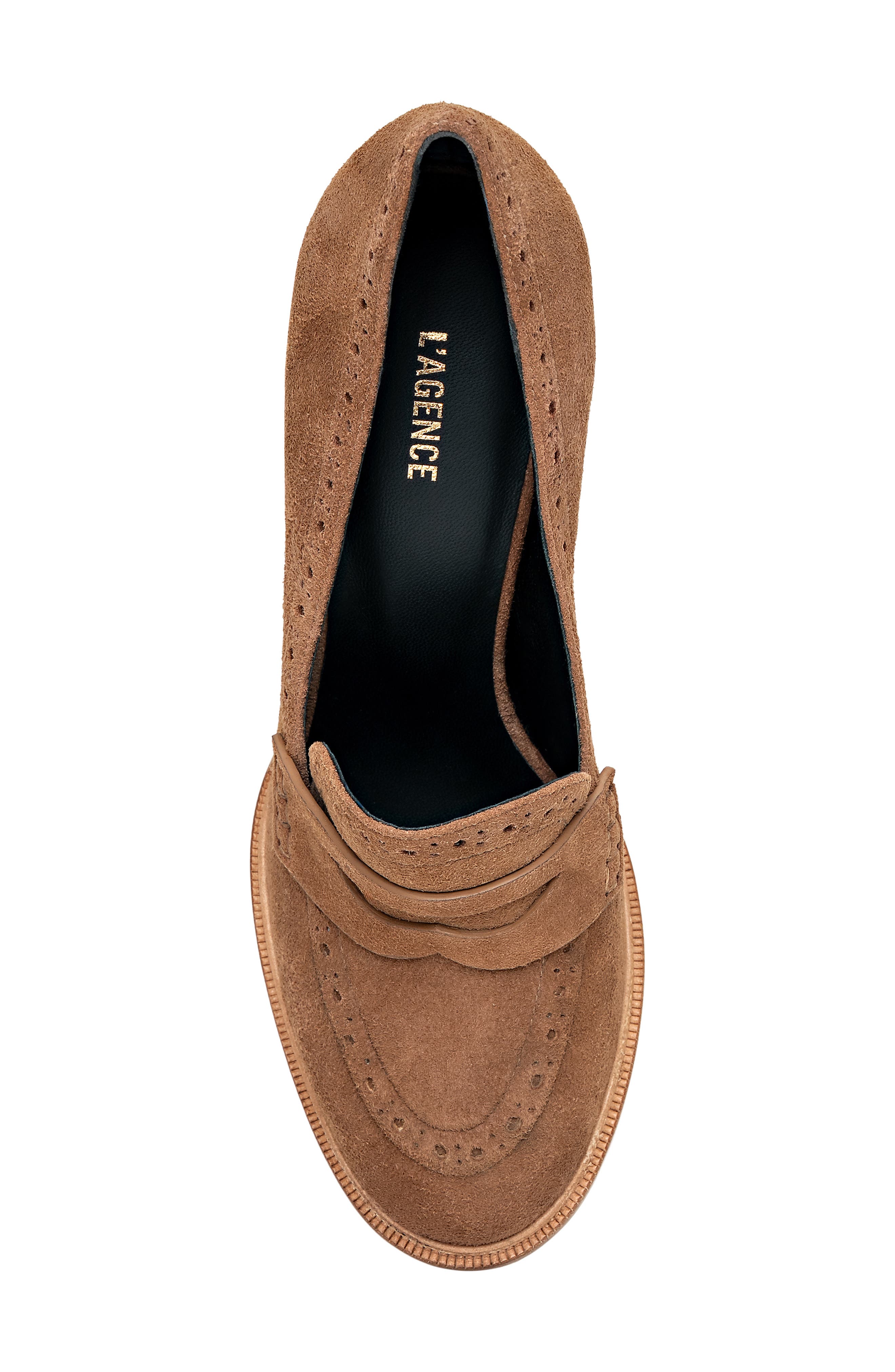 L'AGENCE Bea Penny Loafer Pump, Alternate, color, Sand Suede