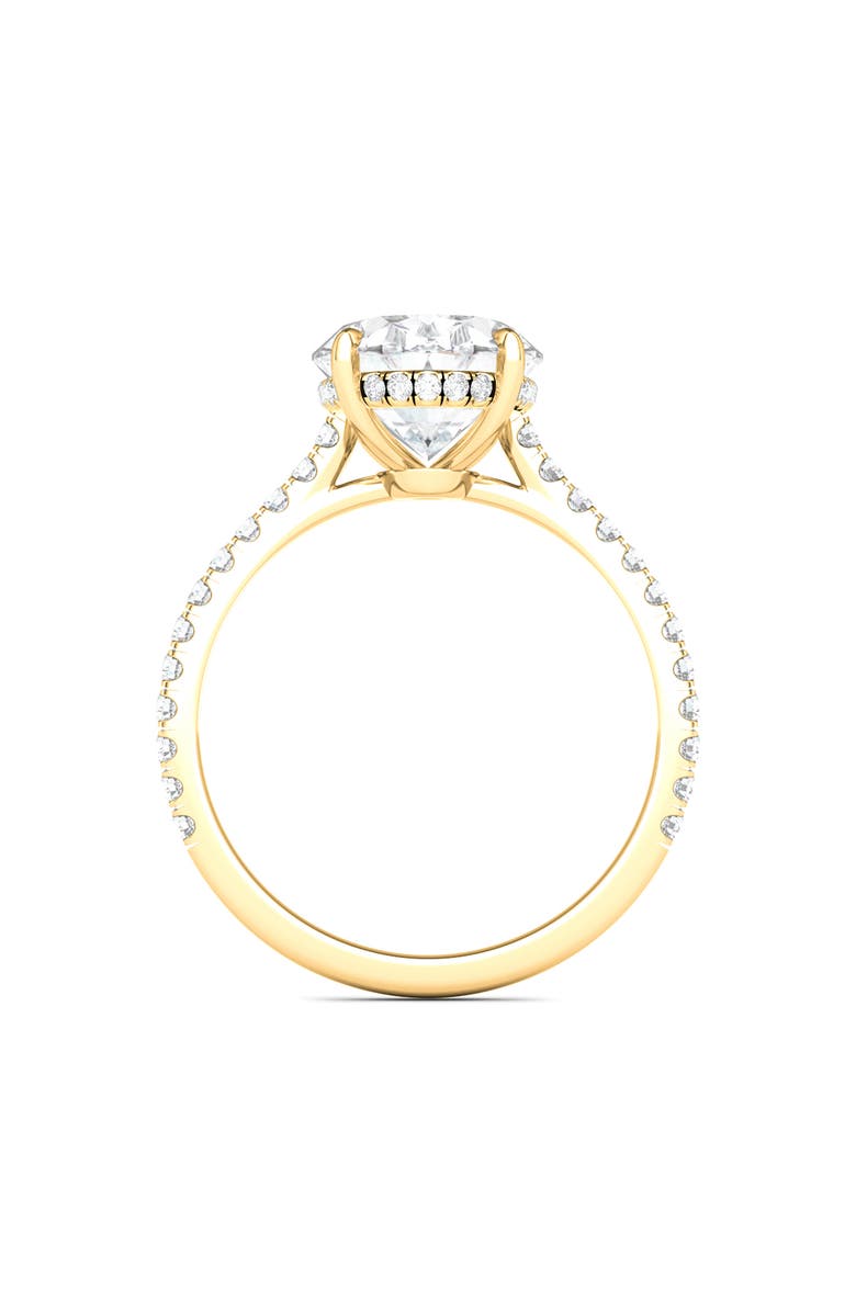 HauteCarat Oval Cut Pavé Lab Grown Diamond Ring, Alternate, color, 2.00 Ctw 18K Yellow Gold