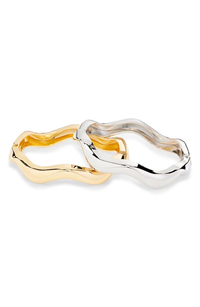 Tasha 2-Pack Wavy Hinge Bangle Bracelet, Main, color, 
