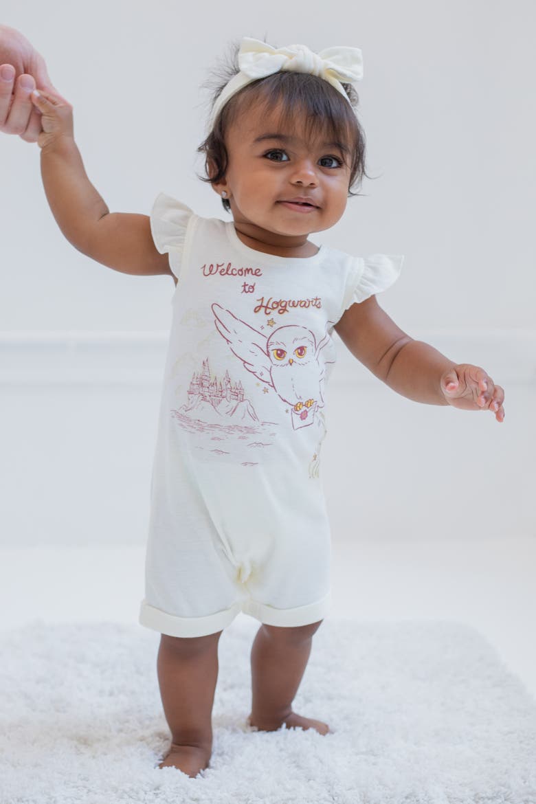 Hedwig 2-Piece Sleeveless Romper and Headband Set, Alternate, color, Hedwig Ivory