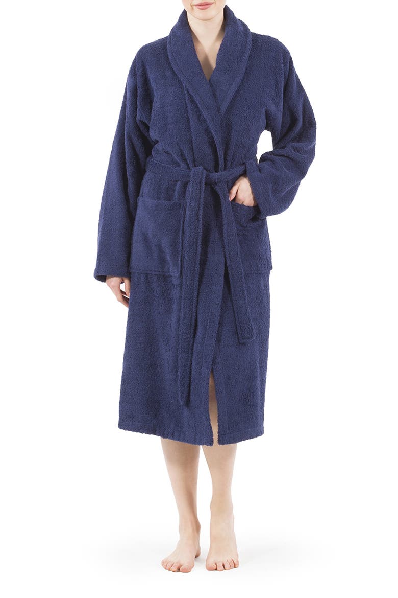 Unisex Terry Cloth Bathrobe, Main, color, NAVY