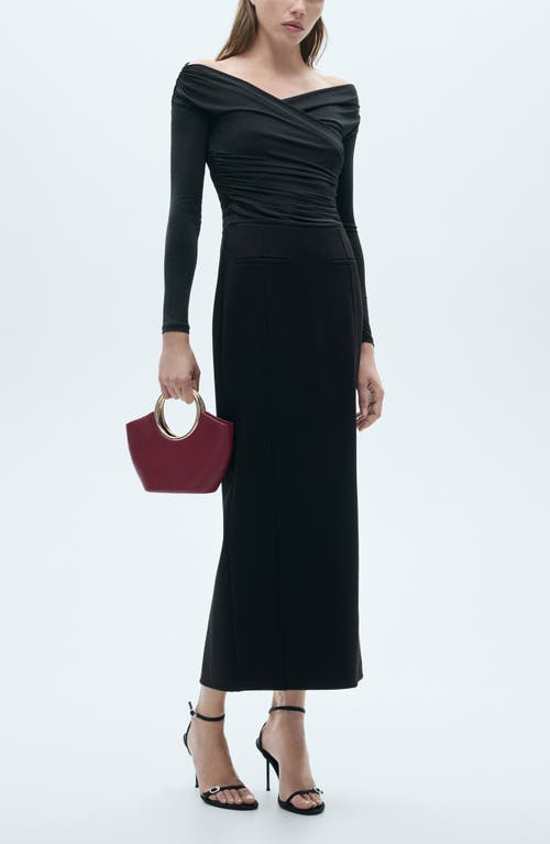 Mango Crossover Long Sleeve Top In Black