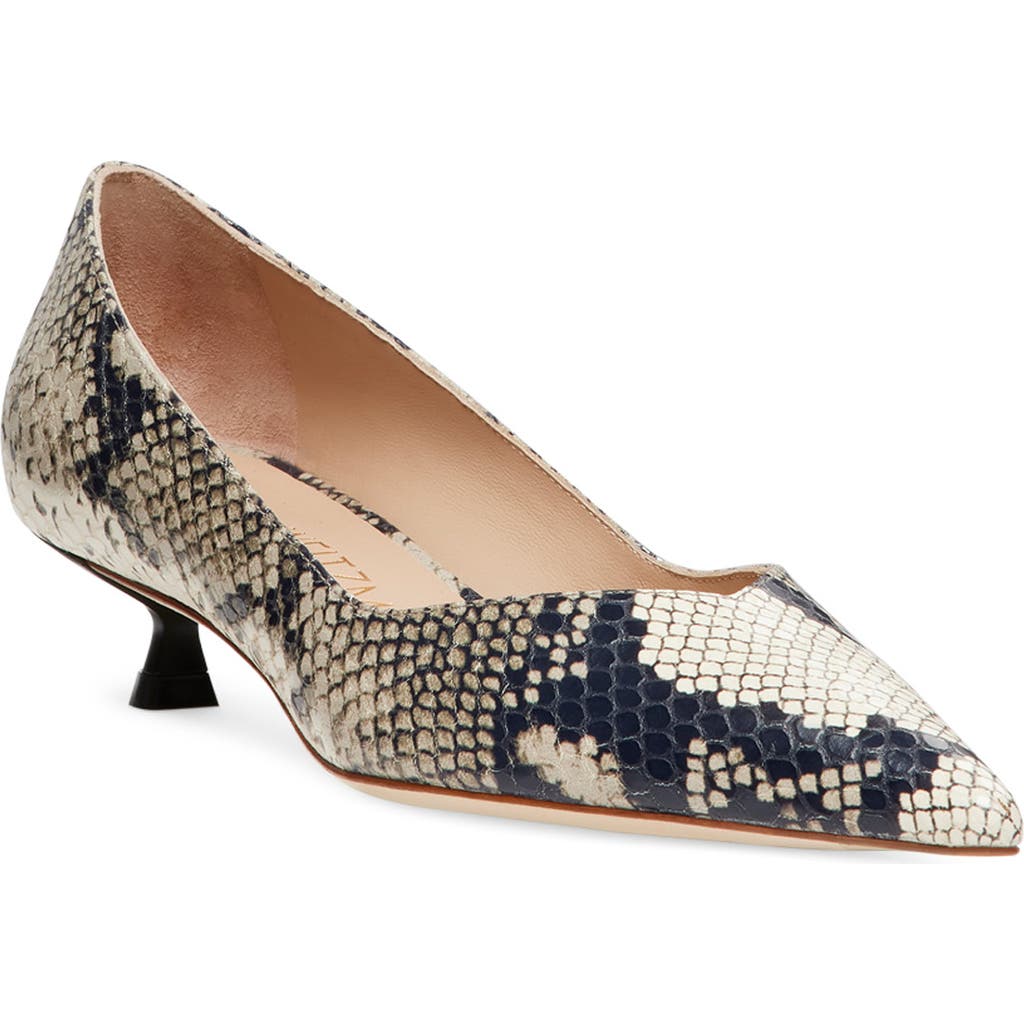 Stuart Weitzman Eva Embossed Kitten-heel Pumps