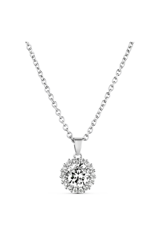 Lovery Sterling Silver Necklace With Pouch, Bath Bomb & Gift Box In Halo Solitaire Cubic Zirconium