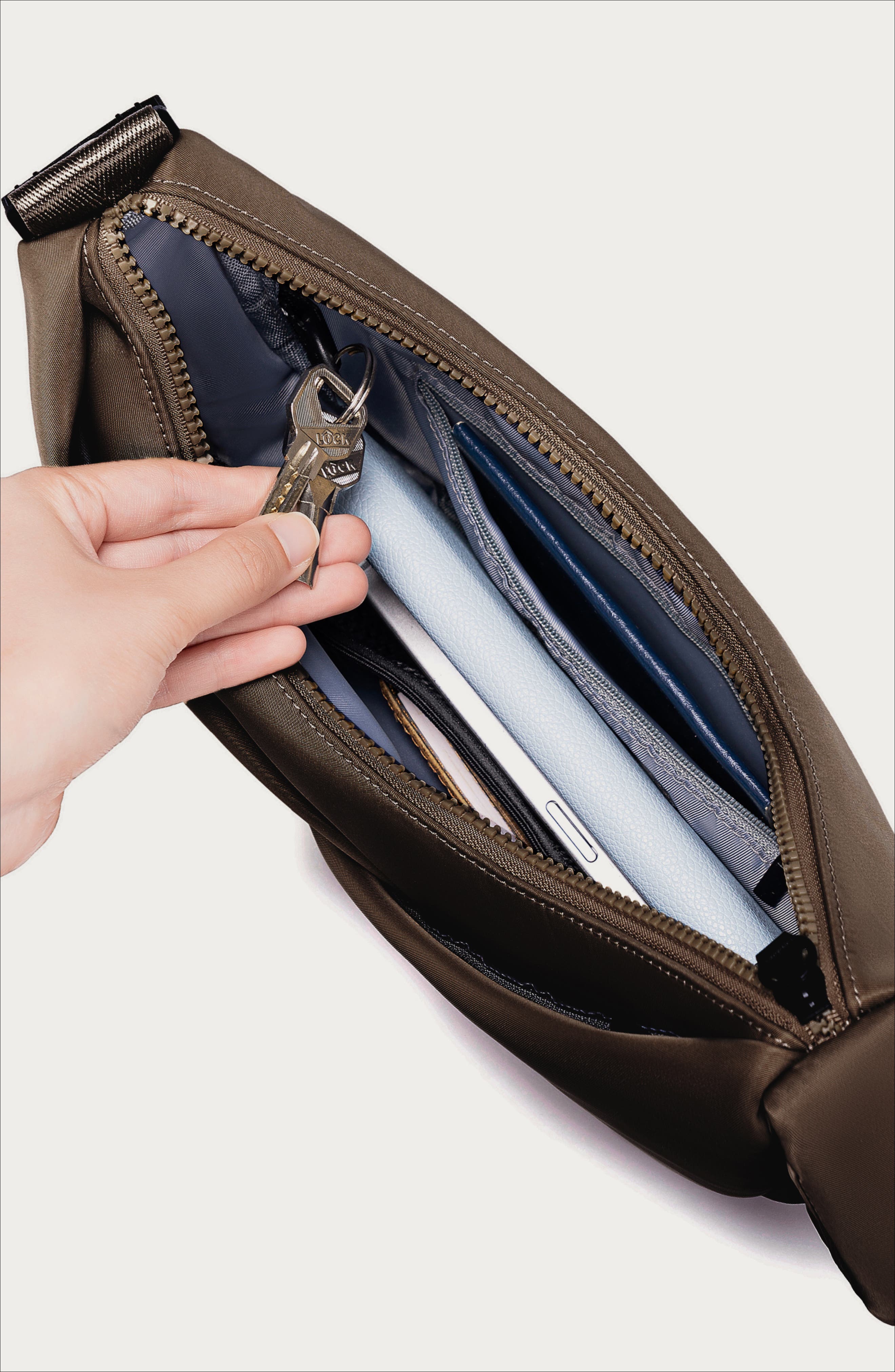 Origami Crescent Handbag Crossbody Bag For Women, Alternate, color, Espresso