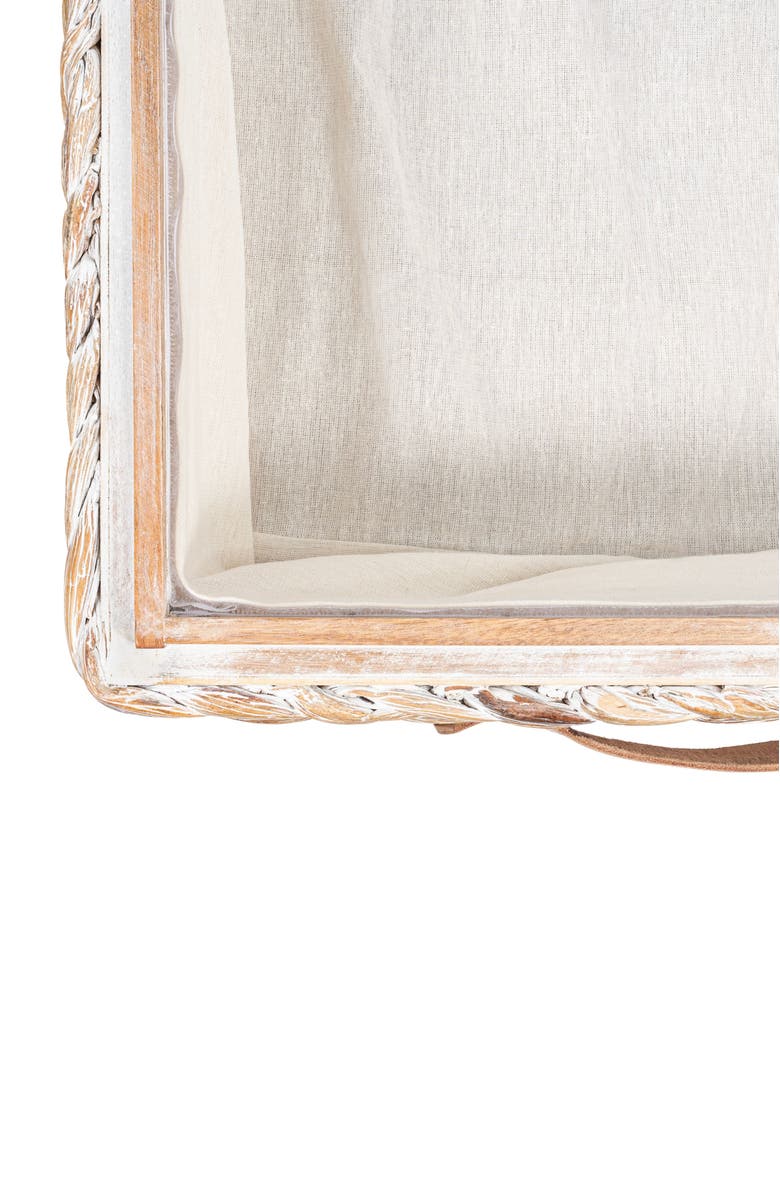 HAPPIMESS Chett Minimalist Hand-Woven Hyacinth/Wood Underbed Storage Bin with Wheels and Handles, Alternate, color, White Wash