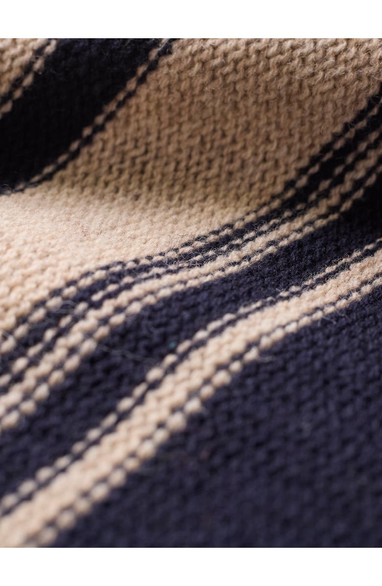 Celtic & Co. Pure Wool Stripe Button Neck Sweater, Alternate, color, Dark Navy / Oatmeal