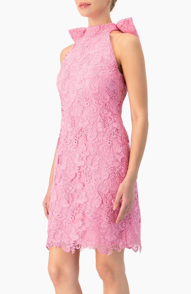 IVONNE Lace Halter Bow Mini Dress, Alternate, color, Pink