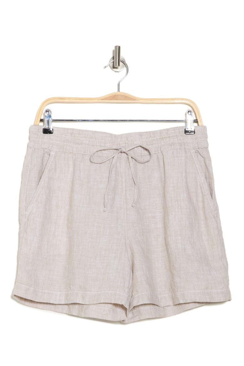 Palmbray High Waist Linen Shorts, Alternate, color, TWILL